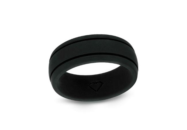 Peoples Jewellers Men's 8.0mm Double Groove Comfort-Fit Wedding Band in Black Silicone, $39