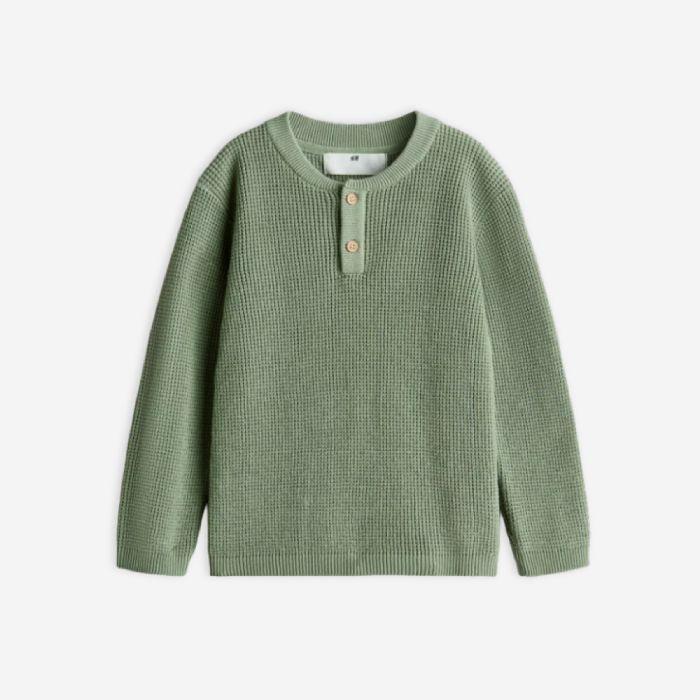 Waffle knit henley