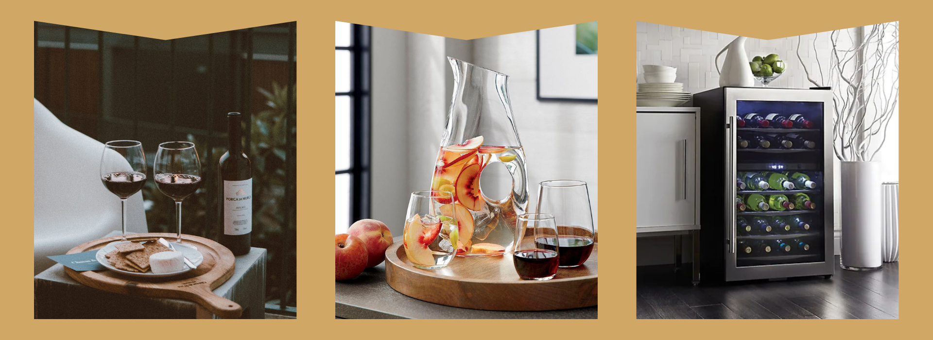 Wine glass, decanter, and wine cooler