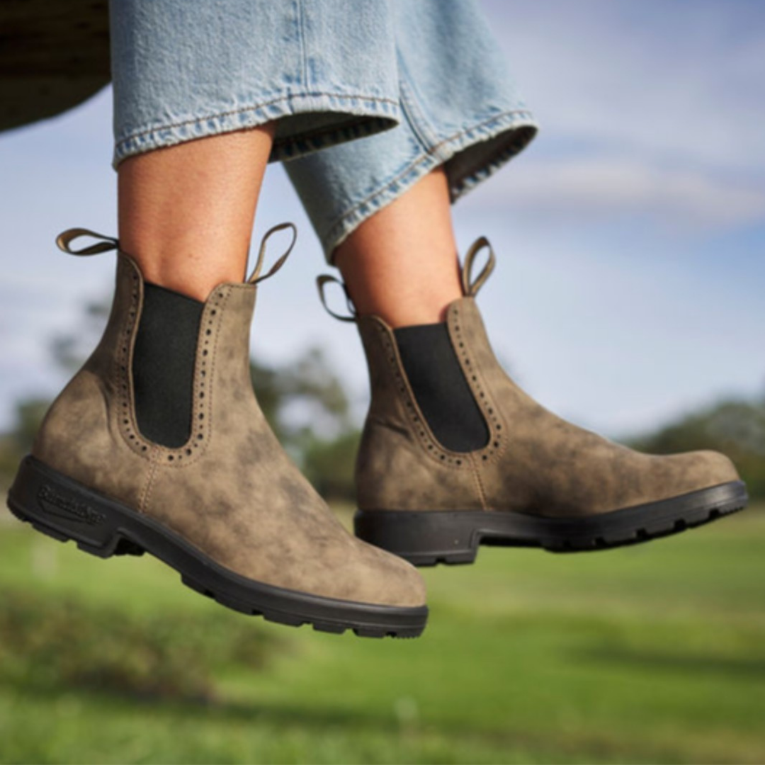 Brown patchy leather Chelsea boot from Soft Moc