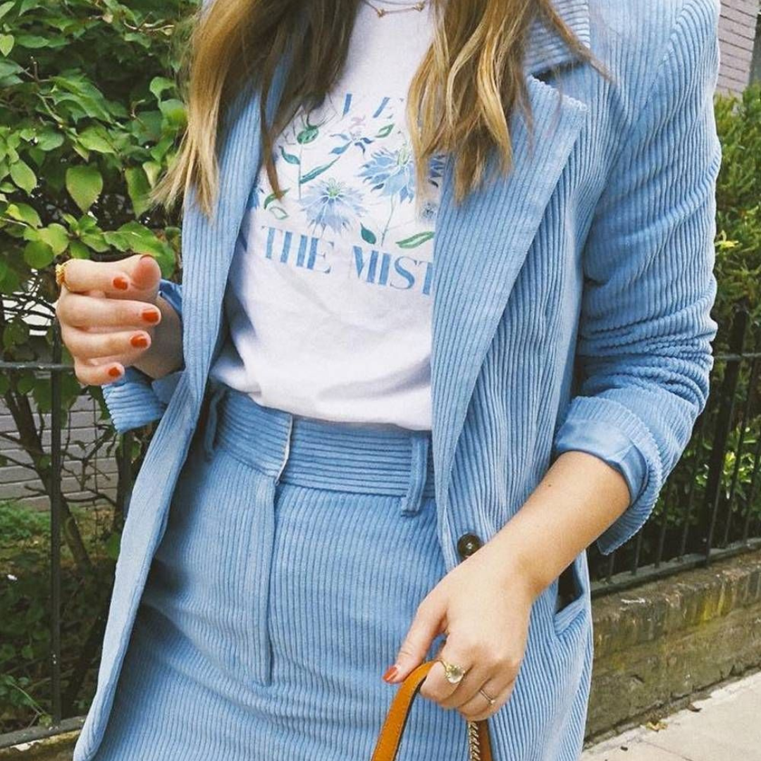 Blue corduroy blazer set