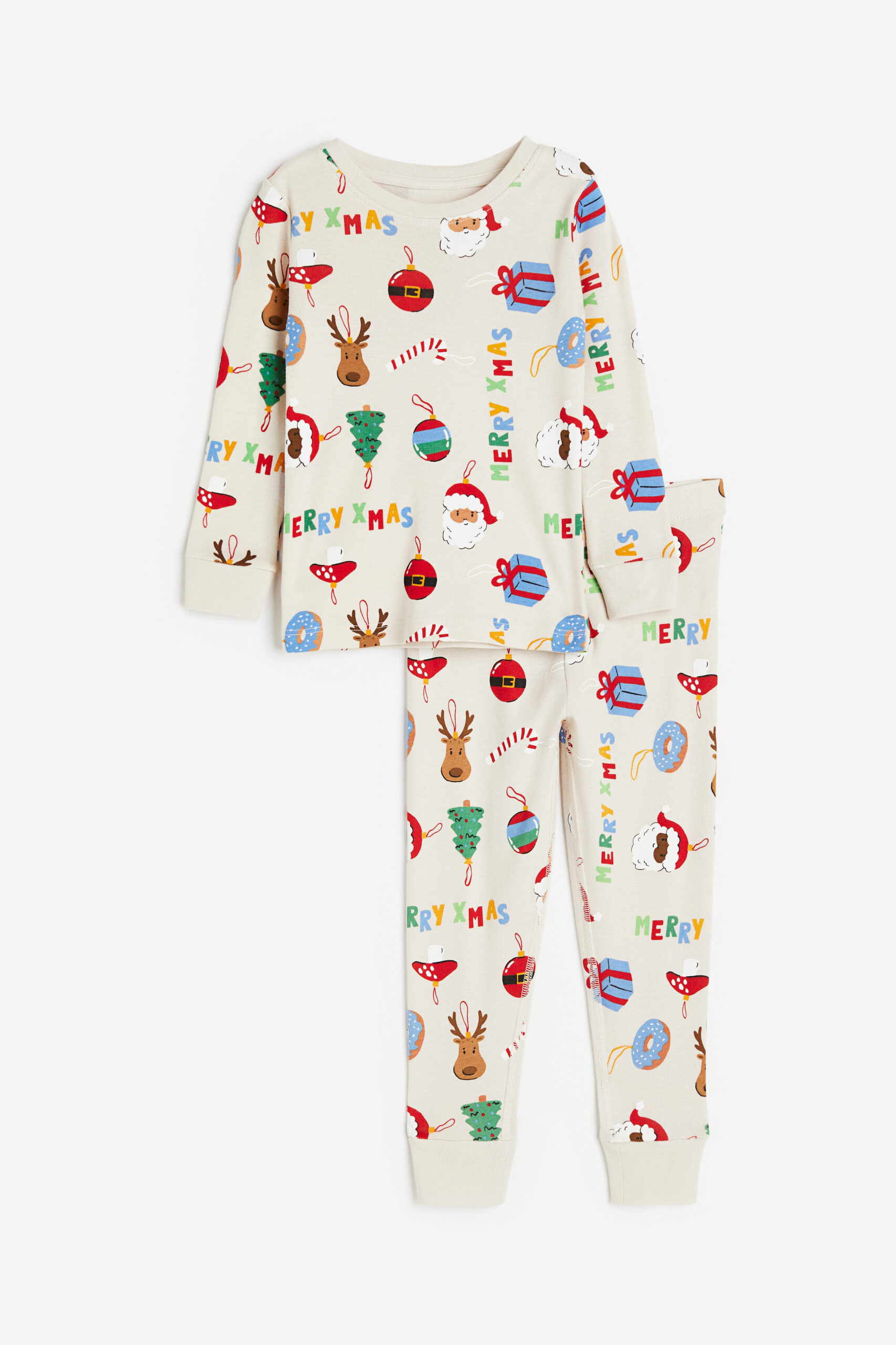 Christmas patterned cream pajamas