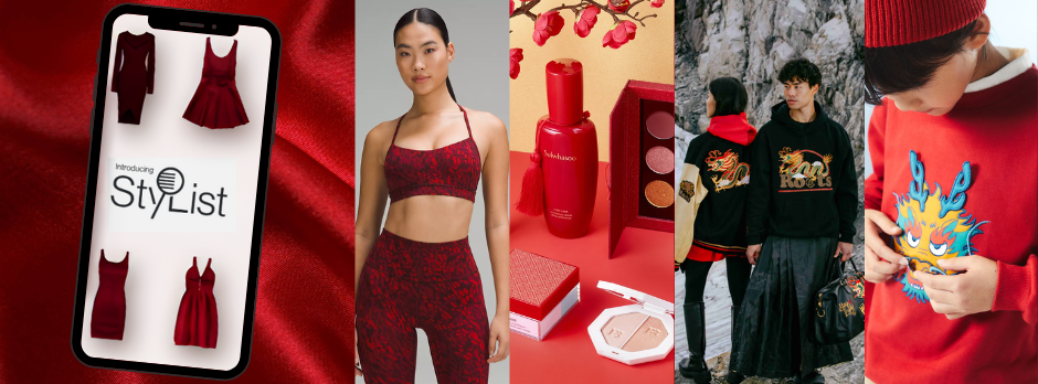 A collage of red year of the dragon products