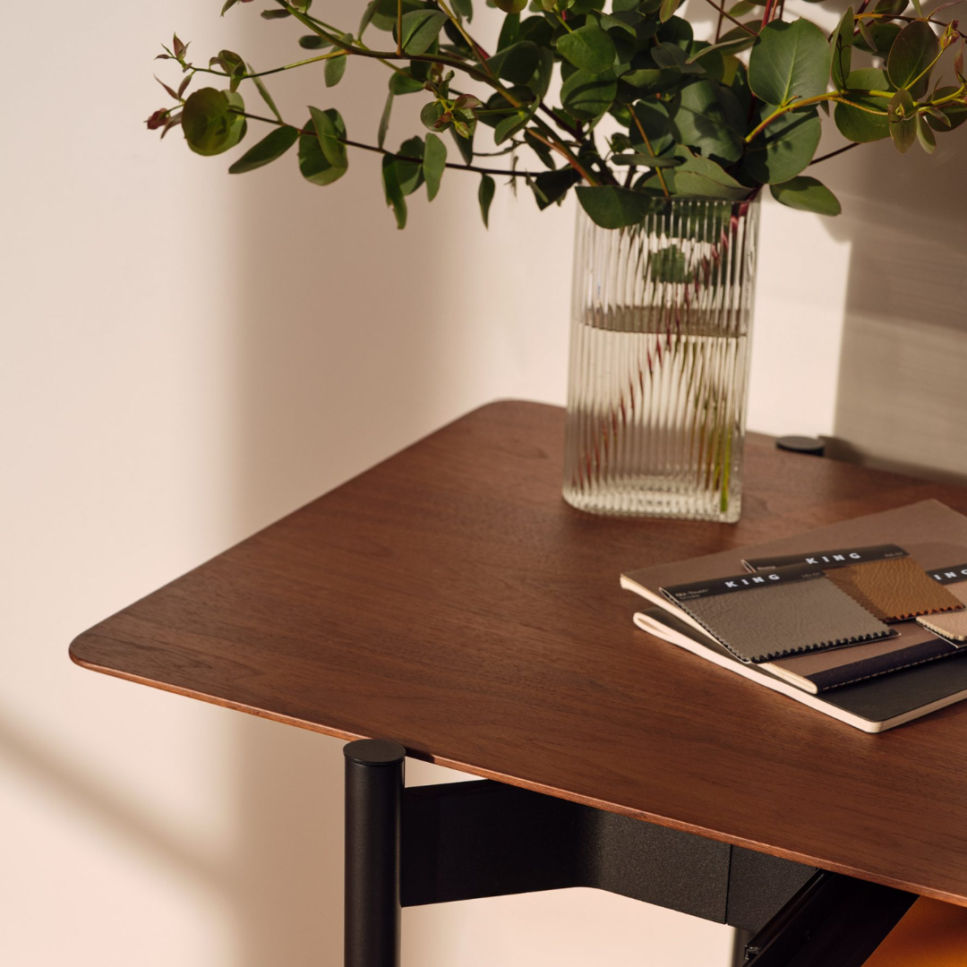 furniture leather swatches on wood table