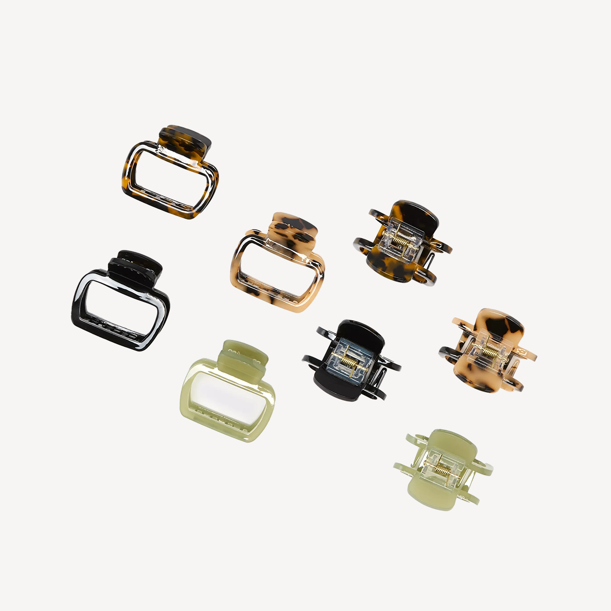 Eight claw clips in various colours