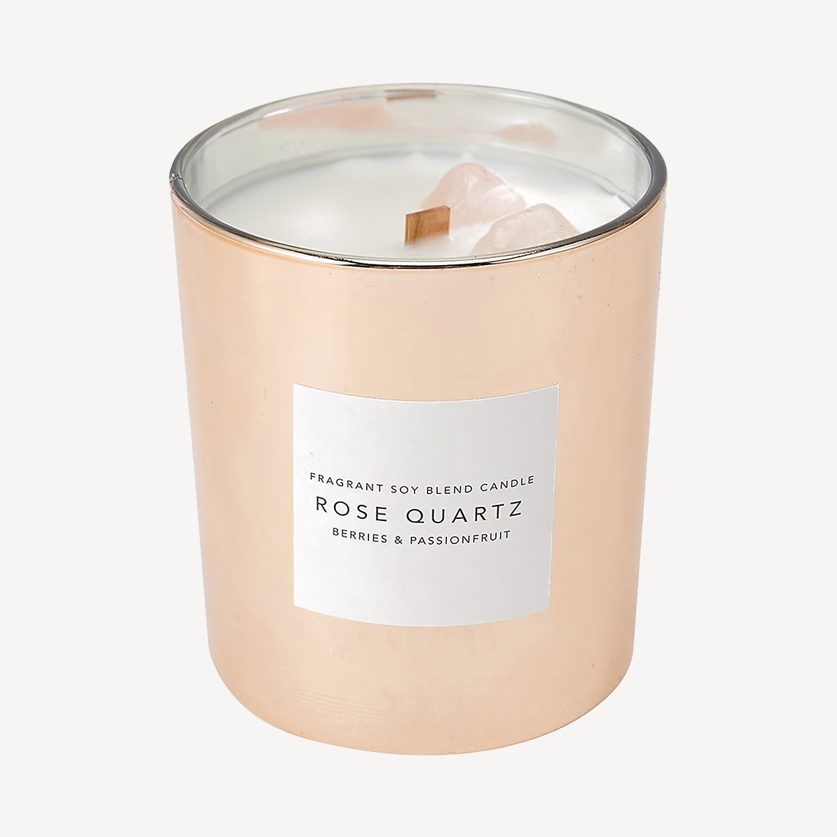 Rose gold candle with wood wick