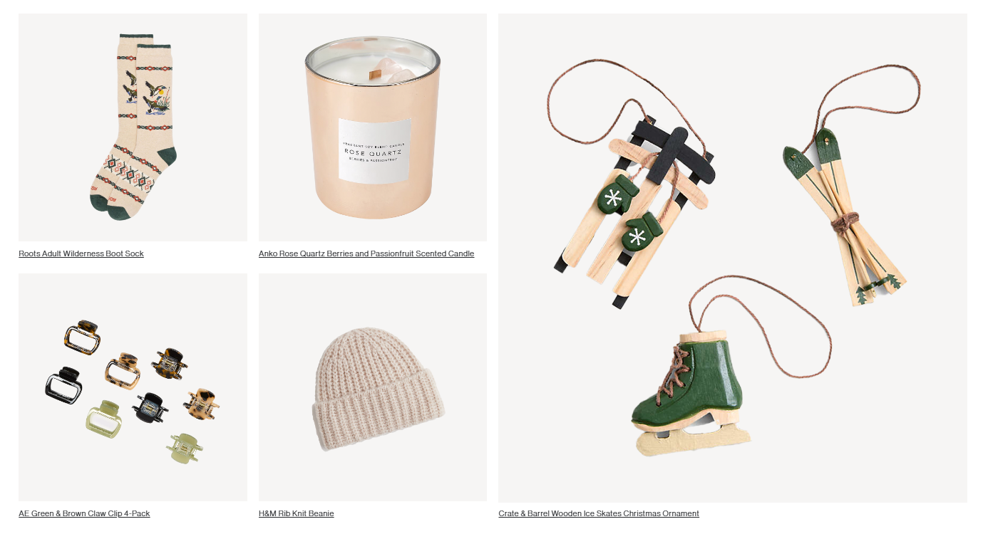 Image of products featured in the Southcentre Mall Holiday Gift Guide.