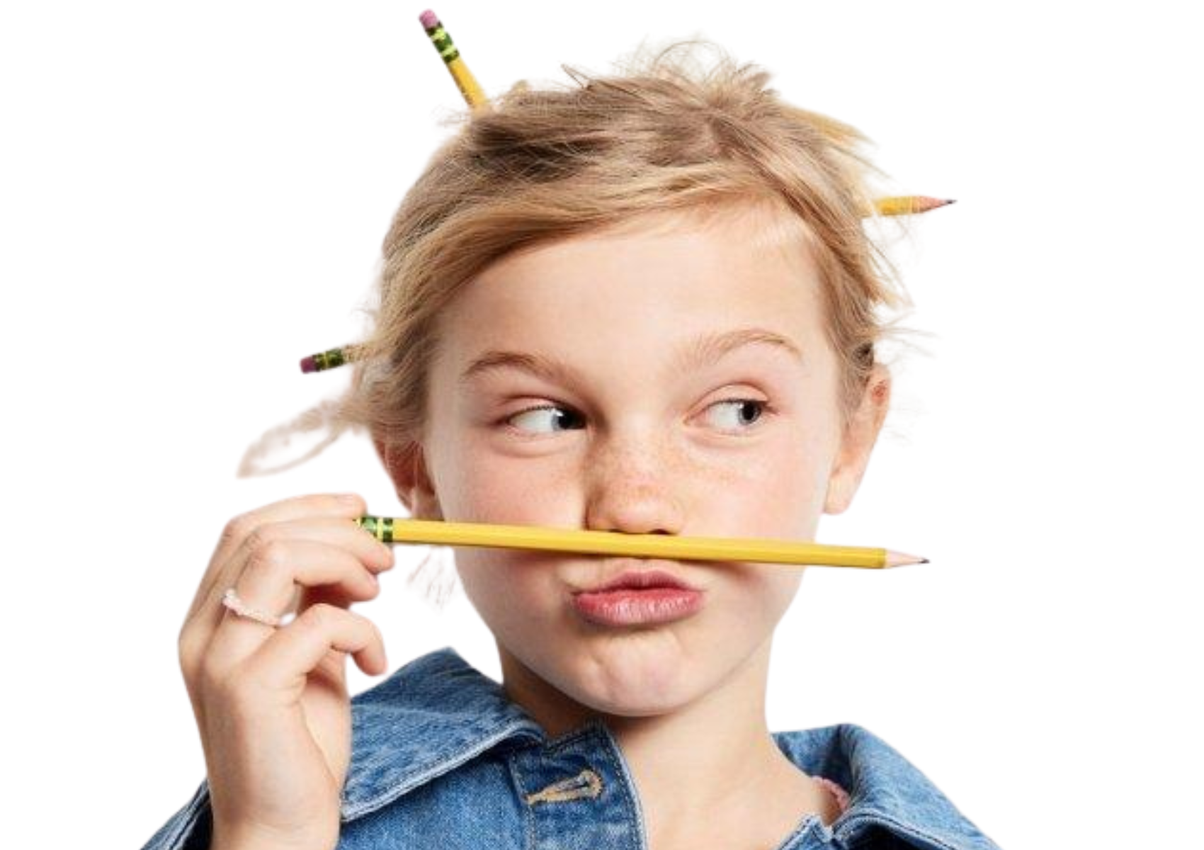 girl with pencils